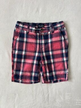 Place Pink, Navy & White Plaid Shorts
